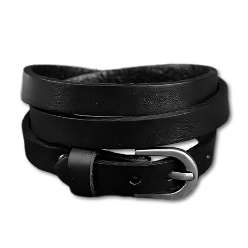 Zense - Bracciale Da Uomo Con Triplo Giro In Pelle Nera Zb0274