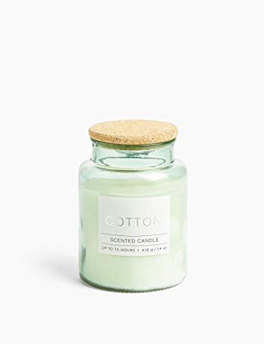Marks & Spencer T271890L Cotton Large Jar Candle, Green- H 13 cm x W 9.5 cm x L 9.5 cm