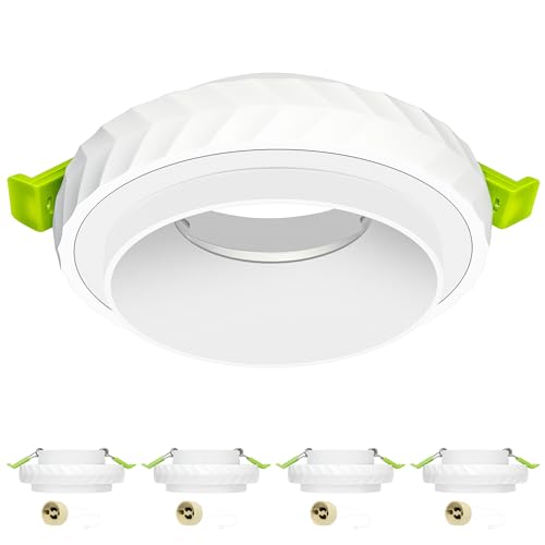 Aulaiyi Pack de 4 Marco Empotrable GU10 Blanco, Focos LED de Techo Ultraplanos de Aluminio, Diseño Antideslumbrante Tipo Cráter, Portalámparas GU10 Incluido, Corte Ø68 80 mm, Sin Bombillas