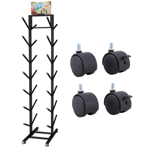 GRRICEPL Heavy Duty Metal Ski Storage Rack, Home Gym Organize Holder, 7 Pair Freestanding Steel Ski Holder, Floor Display Stand for Garage/Shop(Black-B)