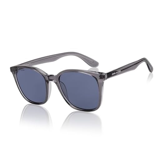 John Jacobs ALI Fazal UV Protection Sunglasses For Men & Women | Grey Transparent Blue Solid Full Rim Square | Large | JJ S13313-C1