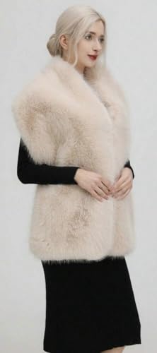 Oversized Faux Fox Fur Shawl Wraps Women’s Evening Cloak Coat Cape Shrug Stole Scarf Winter Bridal Wedding Cover Up3