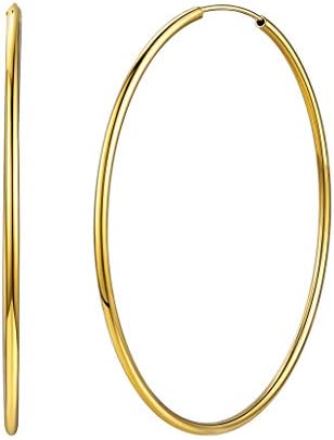 Silvora Sterling Silver Hoop Earrings Classic Circle Hoops 18K Gold/Rose Gold Jewelry Gifts for Women, 20mm/30mm/50mm/70mm with Delicate Packaging
