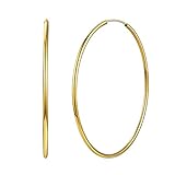 Silvora Large Gold Hoop Earrings for Women, 70MM 18K Gold Big Solid Hoops for Girls Sensitive Ears...