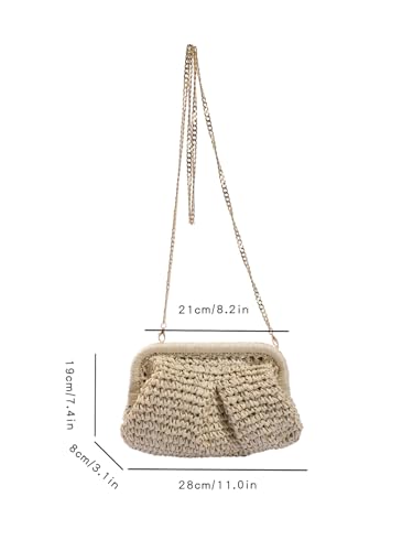 Image of Afashor Straw Clutch Purse for Women Summer Beach Woven Evening Bag Dumpling Casual Shoulder Handbag