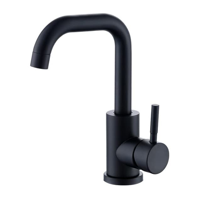 Robinet de lavabo rotatif 360 en inox noir pour faciliter le nettoyage de la salle de bain