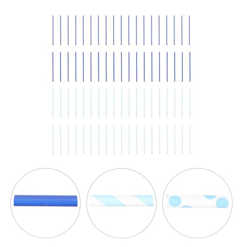 200 pitillos desechables de papel azul para fiesta miniatura 7