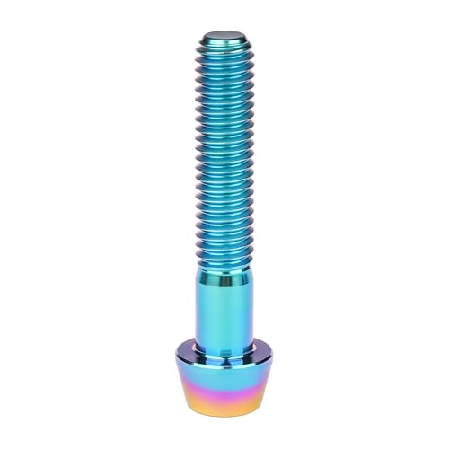 Image of Titanium Ti Bolt M5x9 16 18 20 25 30 35 40 45 50 55 60mm Tapered Head Screws Pack of 4 (M5x30mm, Iridescent Blue)