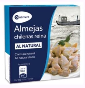 Coaliment Vongole Cilene Regina al Naturale, Almejas Chilenas, Peso Sgocciolato 63 g, Confezione da 3 Lattine