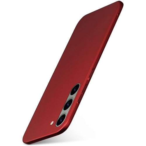 Coque Samsung S23 ultra fine protection camera coque rigide rouge mat moex