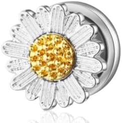 Stainless Steel Sunflower Ear Plugs - Quality Screw-On Gauges - 6 Sizes - Pair - New! (5/8" (16mm))