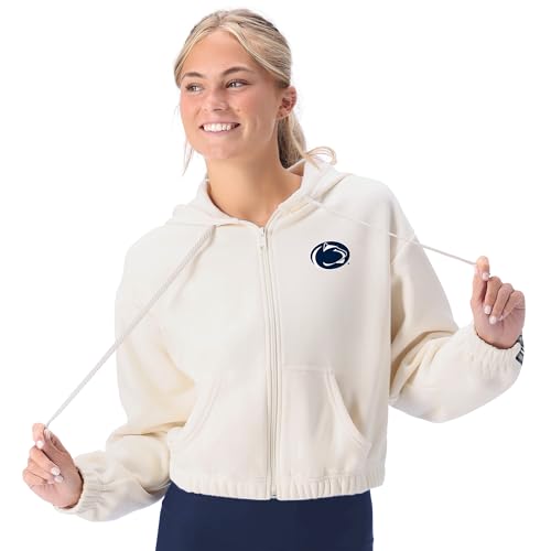 CERTO NCAA Penn State Nittany Lions Women's Fleece Zip-Up Hoodie Jacket, Soft Full-Zip Sweatshirt, Warm Athletic Outerwear, Officially Licensed College Apparel, Small Bone