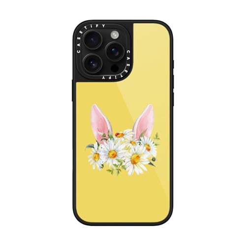 Coque iPhone 16 Pro Max CASETiFY Glaze Lapin fleuri noir compatible MagSafe