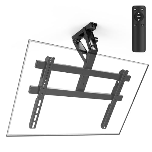 Zontera Electric Ceiling TV Mount with Remote Motorized Tv Mount Flip Down for 23-55 inch Flat and Curved Screen TVs up to 77 lbs Fits Flat & Pitched Ceilings Max VESA 400x400 Black