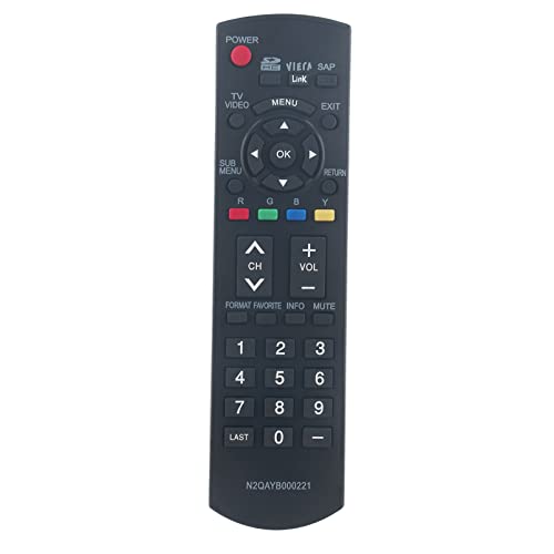 AIDITIYMI N2QAYB000221 Replacement IR Remote for Panasonic Plasma TV TH-42PX80U TH-42PZ80U TH-46PZ80U TH-50PZ80U TH-50PX80UA TH-50PE8U TH-50PX80U TH-C42HD18 TC-26LX85 TC26LX85N TC-26LX85N TC-32LX85