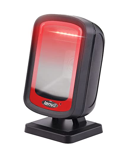  LENVII E633 Desktop 2D Scanner di codici a barre Omnidirezionale Hands-Free USB automatico QR Code Scanner, Cattura codici a barre dallo schermo del telefono cellulare, Rilevamento automatico immagini