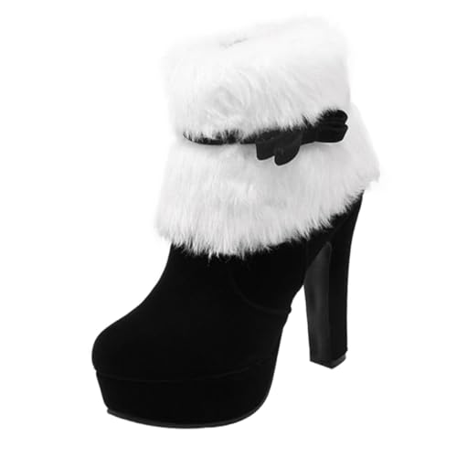 Bottines courtes de Noël en peluche Ipetboom antidérapantes pour femme pour l'hiver