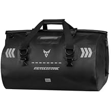 46L Motorcycle Luggage, Waterproof Roll-Top Motorcycle Bag for Long Distance Travel & Camping & Accommodates Musical Instruments, 500D PVC Heavy Duty Dry Bag with Air Valve & Shoulder Straps Black