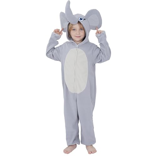 Wizland Fleece Animal Costume for Kids Elephant Onesie Boys Elephant Jumpsuits With A Removable Tail 4-6