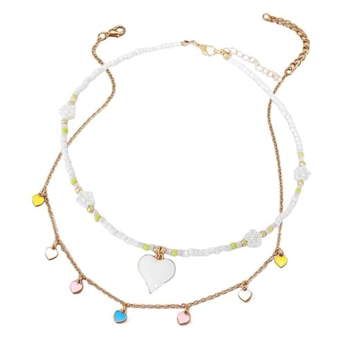 Choker coeur perles colorées ajustable pour un confort parfait sans irritation