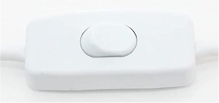 White 3 Core Pre Made Cable with Inline Rocker Switch | 2.5 Metre Total Length | 3A Fused Moulded 3 Pin Plug | UK Approved | Table & Floor Lighting