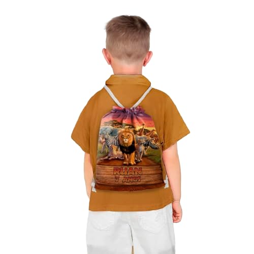 Mochilinha Bag Infantil Personalizado com Nome e Idade Safari Animais Reais (Mochilinha 20x30, Unidades, 01)