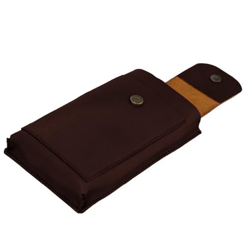 高級本革スマホショルダー ダークブラウン×ゴールド