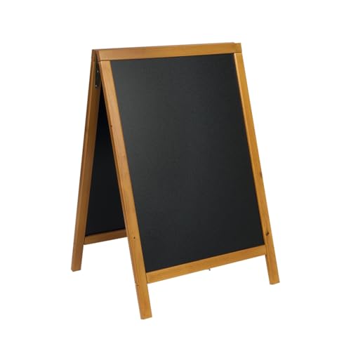 SECURIT - Pizarra con caballete en Madera de Pino "Woody" - Pizarra para Rotulador de Tiza Líquida - Restaurante, Bar, Cafetería Tienda - 55 x 85 cm - Color teca