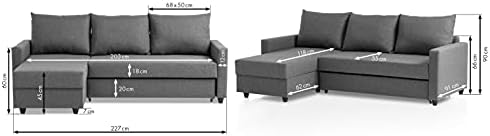 4. Bild von Traumnacht Schlafsofa Belfort, Ecksofa, Sofagarnitur in L-Form mit Schlaffunktion und Stauraum in der Ottomane, produziert nach deutschem Qualitätsstandard, anthrazit, 227x153x66 cm