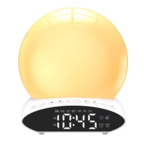 Wecker, digitaler Wecker Weckleuchttisch LED-Lampe Elektronische Uhr Sonnenaufgang Sonnenuntergang Wecker Schlummeruhr