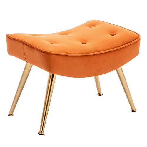 Duomay Modern Accent Chair With Ottoman, Velvet Tufted Uplostered Arm Chair With Footrest, Comfy Side Leisure Chair With Gold Metal Legs For Living Reading Room Bedroom Office, Orange #TOP5