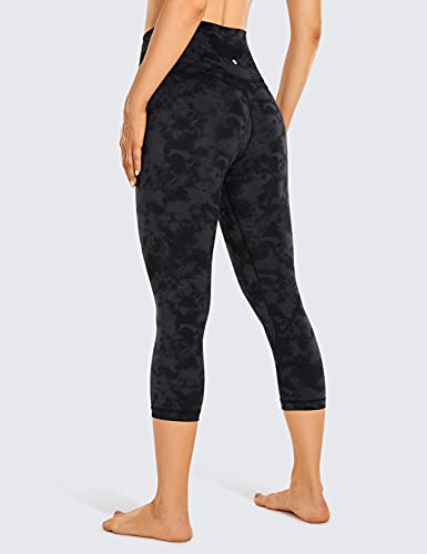 Crz Yoga Women's Naked Feeling Workout Capris Leggings 19" - Gym Compression Tummy Control Yoga Capri Pants Tie Dye Smoke Ink Small #TOP1