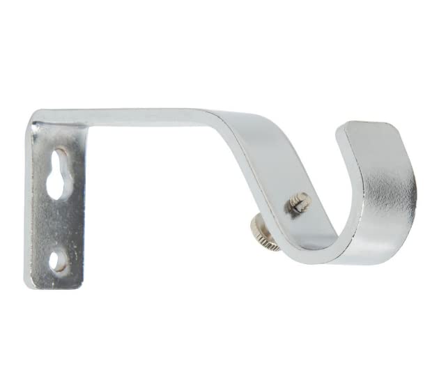 28mm Chrome Silver Curtain Pole Brackets x 2 Strong Metal Pole Supports