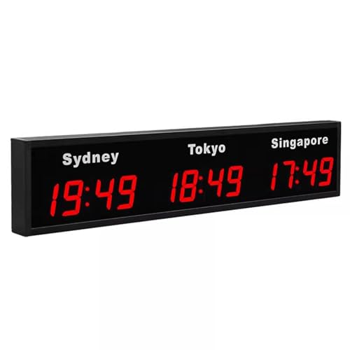 Reloj mundial digital con múltiples zonas horarias, pantalla de pared para hoteles, oficinas y hogares, ideal para entornos multinacionales