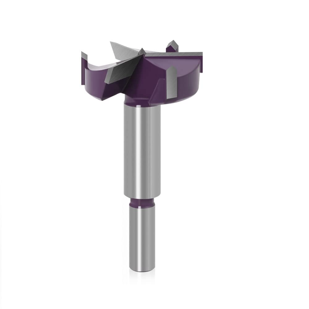 Unifizz Hinge Cup Drilling Hole Saw Cutter 10mm Shank, 35mm Dia 12.7mm Length Bit, Auger Drill Bit Woodworking Hinge Drilling Hole Saw, for Hinge Wood Cutter Drill Bit Set, Purple 1Pcs