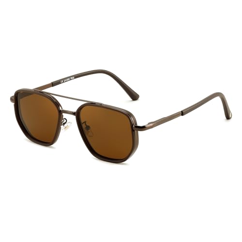 FEISEDY Polarized Aviator Sunglasses for Men Square Retro Metal Frame UV 400 Protection TAC Lens B0329