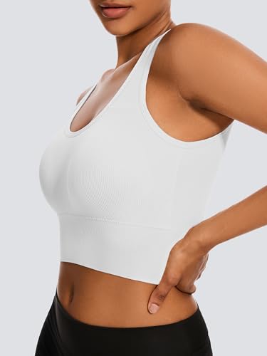 Dreamcountry 4 Pack Women's Slim Fit Ribbed Tank Top, Seamless Removable Padded Scoop Bralettes, Yoga Tank Tops for Women2