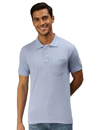 Image of Lux Cozi Men's Polo T-Shirt Regular Fit Half Sleeves with Pocket | Cotton Blend Polo Neck Collar T-Shirt for Men | Casual, Office Comfortable Breathable T-Shirt | Stylish Plain Tee