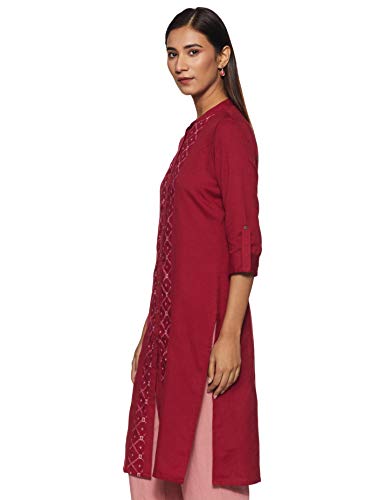 Image of Amazon Brand - Tavasya Women's Cotton Regular Kurti (TAVCORE02 Red /Beige Medium