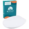 Calmwaters® Premium WC Sitz bis 250 kg, Made in EU, Toilettendeckel aus antibakteriellem Duroplast, doppelte Absenkautomatik, 2 Montage Optionen, stabil, abnehmbar, Klodeckel, Klobrille, oval, Weiß