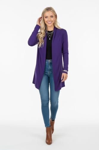 Image of ToBeInStyle Womens Open Front Long Sleeve Lightweight Asymmetrical Draped Cardigan with Side Pockets