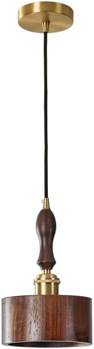 MHYSAA moderne minimalistische zwarte walnoot eetkamer 15cm kleine hanglamp scandinavische japanse verzonken messing massief houten hangende lampen voor eettafel bar slaapkamer studie industriële stij