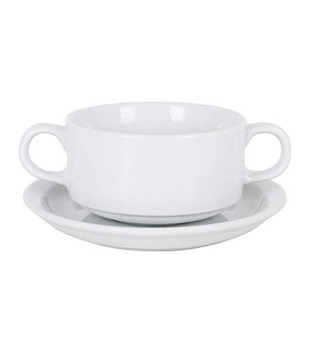 BigBuy Cooking Set De Tazas Para Consomé Cambridge Ii 300 Ml Blanco