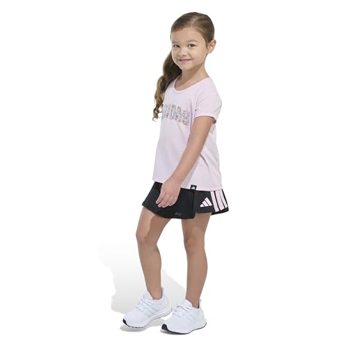 Image of adidas girls 2-Piece Short Sleeve Box Tee & Pleated Skort Set