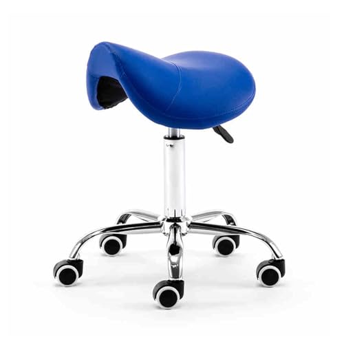 Cómodo taburete con ruedas, altura hidráulica ajustable, 48-60 cm, capacidad de 440 libras, ideal para uso en salón y oficina, silla de montar azul
