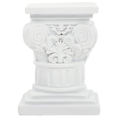 ORFOFE 1 pieza de columna romana, estatua de resina de columna romana, centro de mesa, pedestal, escultura, para boda, hogar, jardín, decoración interior y exterior, ligera, cuadrada (blanco)