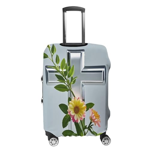 Flower Branches on The Cross Printed Luggage Cover Protector, Fits 18-32 Inch Luggage4