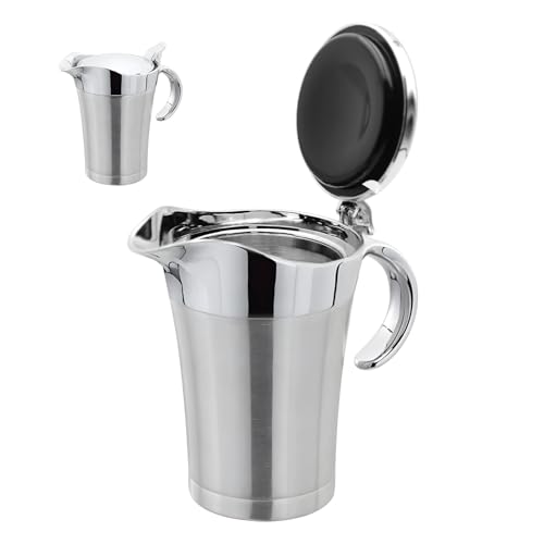 Salsiera Con Coperchio | Brocca Di Servizio 750 Ml Per Crema E Salsa | Salsiera In Acciaio Inox | per Cena in Famiglia Halloween Cucina Tavolo Fattoria Bistecca Tacchino Casa Buffet