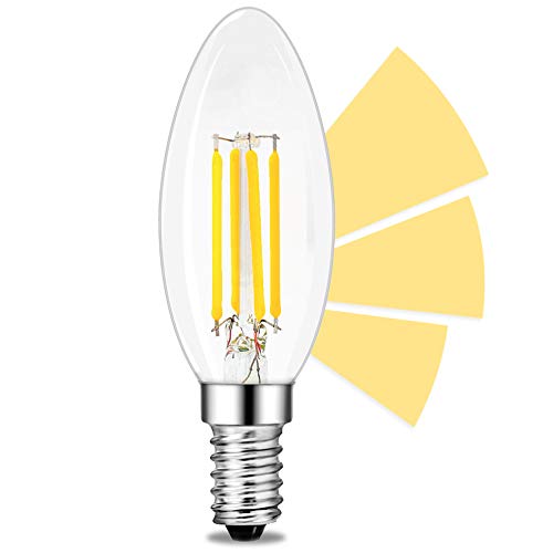 linovum fourSTEP Dim E14 LED Kerze Filament Leuchtmittel - Dimmen ohne Dimmer mit jedem Lichtschalter 4W 560lm warmweiß
