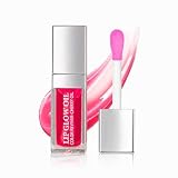 GECOMO Hydrating Lip Glow Oil, Lip Oil Gloss Transparent Toot Tinted Nourishing Long Lasting Repairing Lightening Lip Lines (RASPBERRY) 0.2 OZ